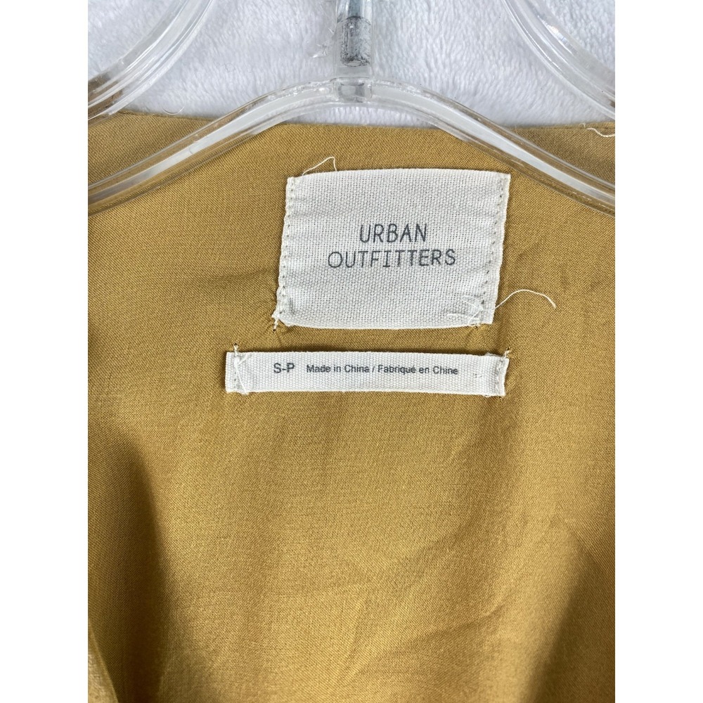 Urban Outfitters Midi Dress Women Sz S Mustard Yellow Wrap Linen Blend Cottage - Picture 7 of 13